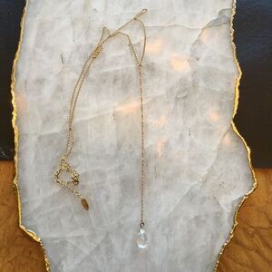 LONG GOLDEN Necklace w Hanging Briolette!
